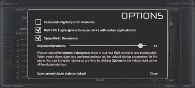 The Keyboard Dynamics slider is vital for getting good results